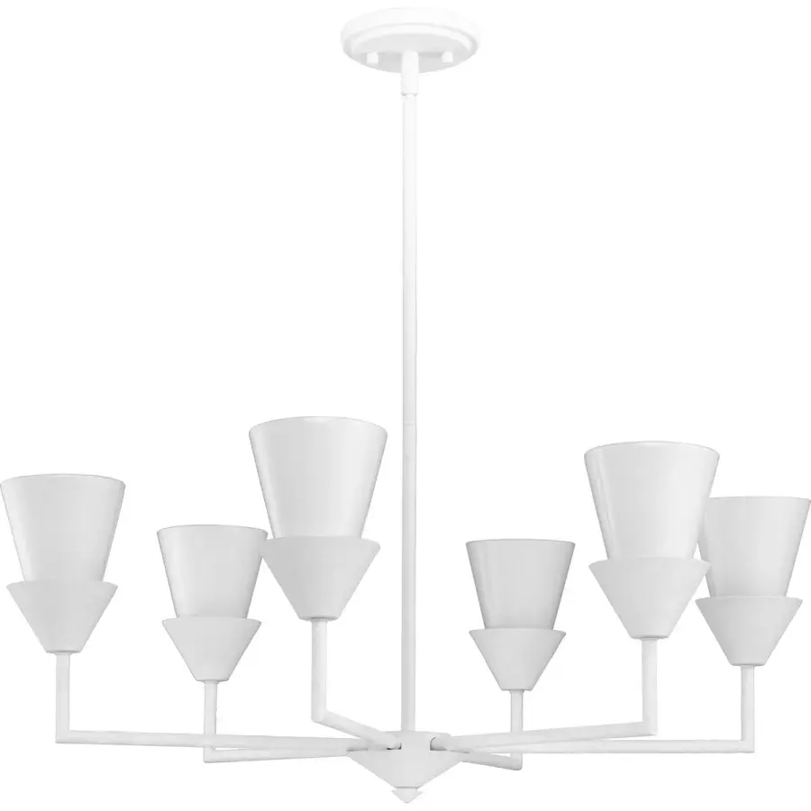 Pinellas Six-Light Chandelier in White Plaster - Image 1