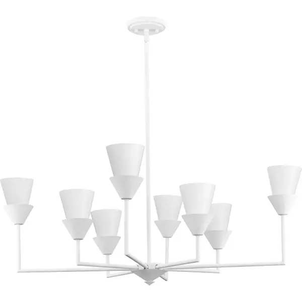 The Pinellas chandelier brings refined traditional elegance with a fresh coastal twist. Its white plaster finish and eight-light configuration provide ample illumination while maintaining an airy, sophisticated presence.