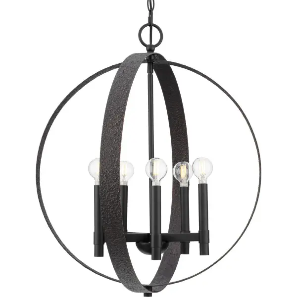 Transitional Five-Light Pendant with Warm Soft Gold Finish - Image 1