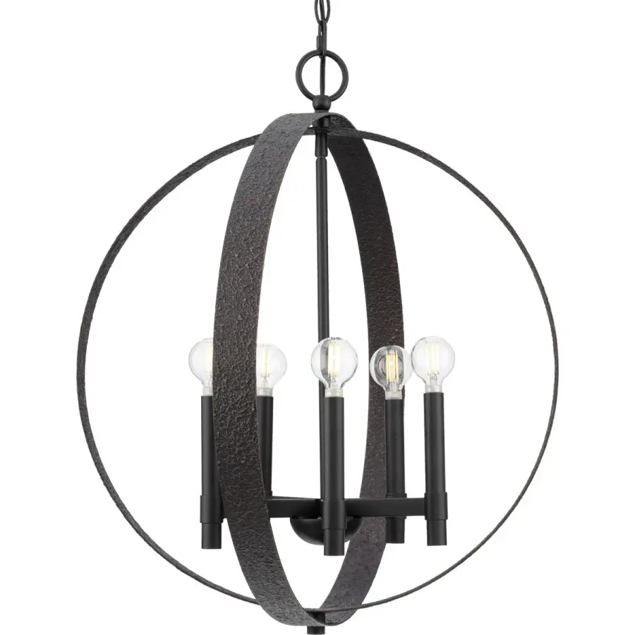 Transitional Five-Light Pendant with Warm Soft Gold Finish - Image 1