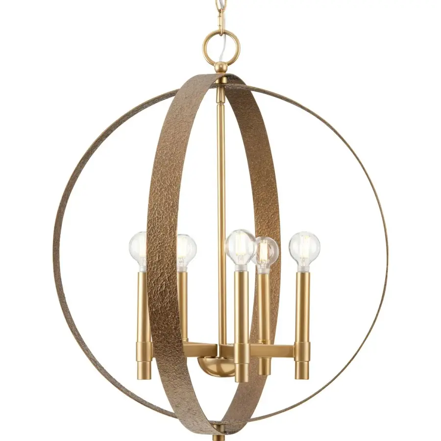 Transitional Five-Light Pendant with Warm Soft Gold Finish - Image 2
