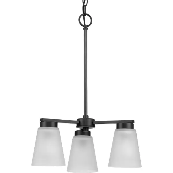 The Tanner Collection offers a refined transitional aesthetic with brushed nickel finish, perfect for smaller dining spaces and breakfast nooks. Its three-light configuration provides ample illumination while maintaining a compact footprint. - alternate view