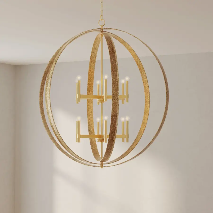 Statement-Making Twelve-Light Pendant with Warm Transitional Appeal - Image 2