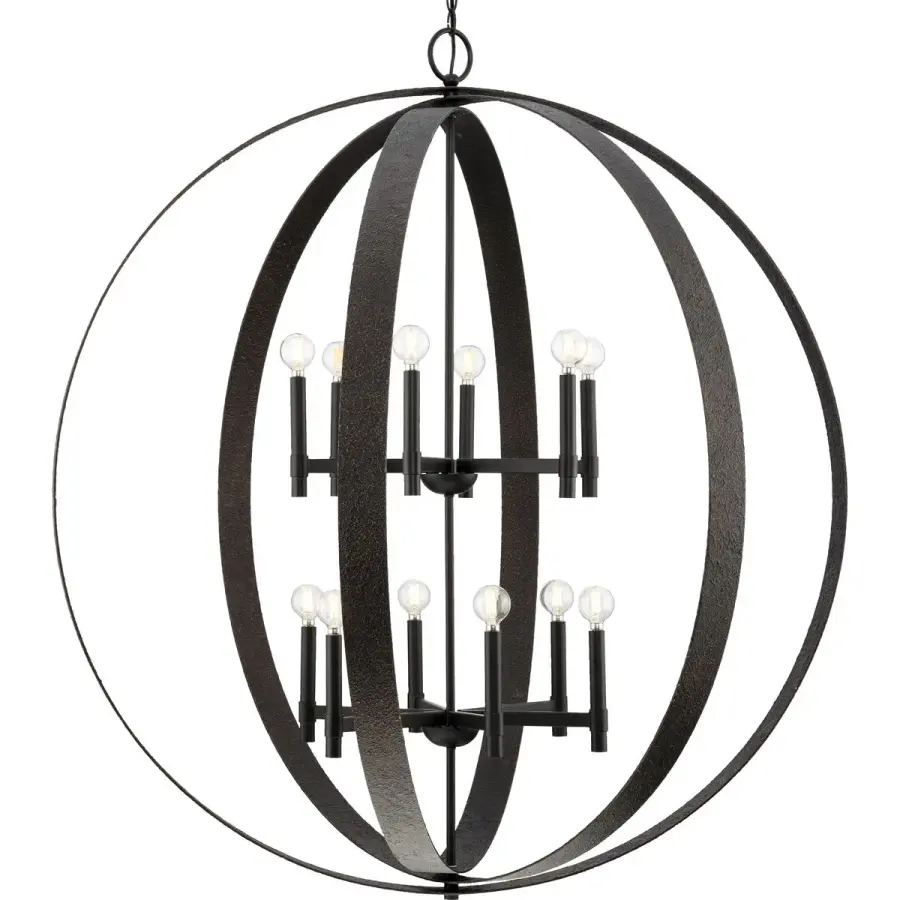 Statement-Making Twelve-Light Pendant with Warm Transitional Appeal - Image 3