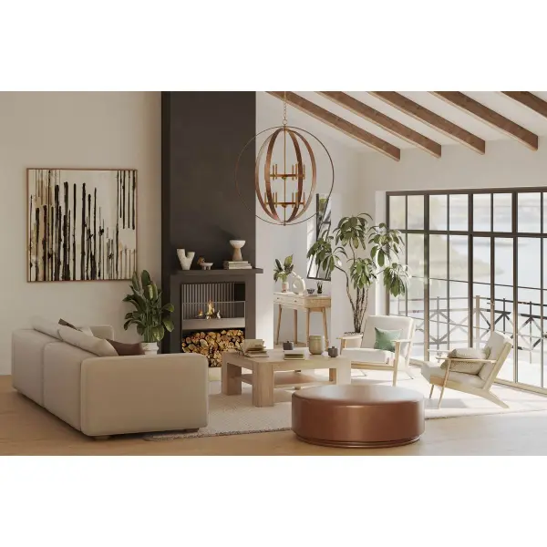 Statement-Making Twelve-Light Pendant with Warm Transitional Appeal - Image 6