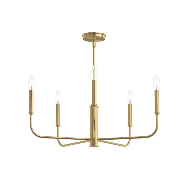Versatile Five-Light Chandelier with Timeless Brushed Nickel Finish - Image 1