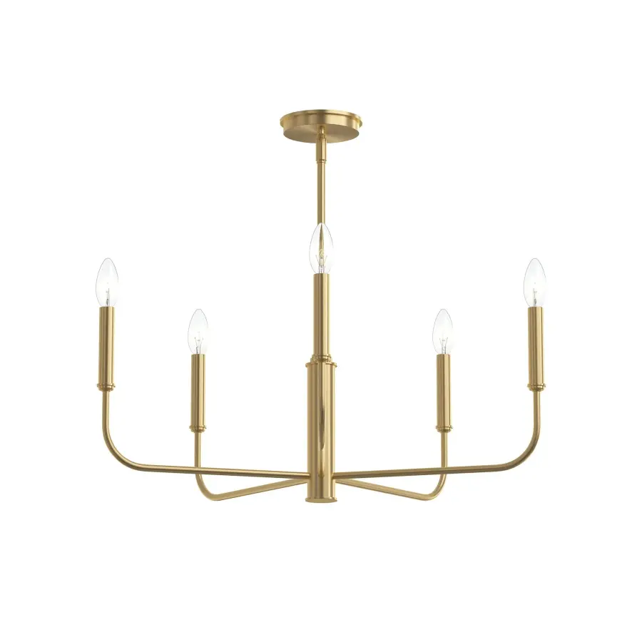 Versatile Five-Light Chandelier with Timeless Brushed Nickel Finish - Image 1