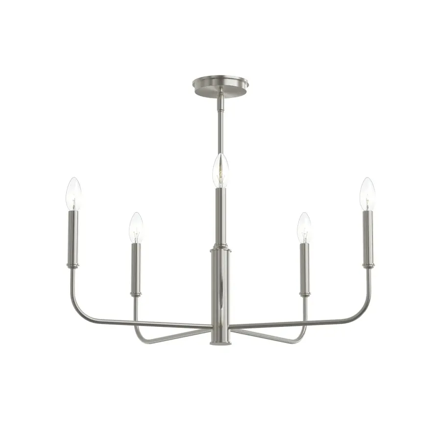 Versatile Five-Light Chandelier with Timeless Brushed Nickel Finish - Image 2