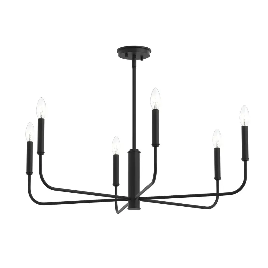 Elegant Six-Light Transitional Chandelier with Brushed Nickel Finish - Image 1