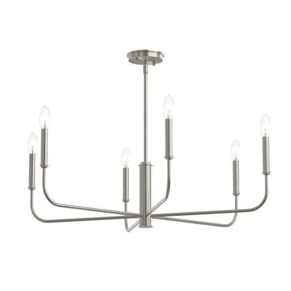 Elegant Six-Light Transitional Chandelier with Brushed Nickel Finish - Image 3