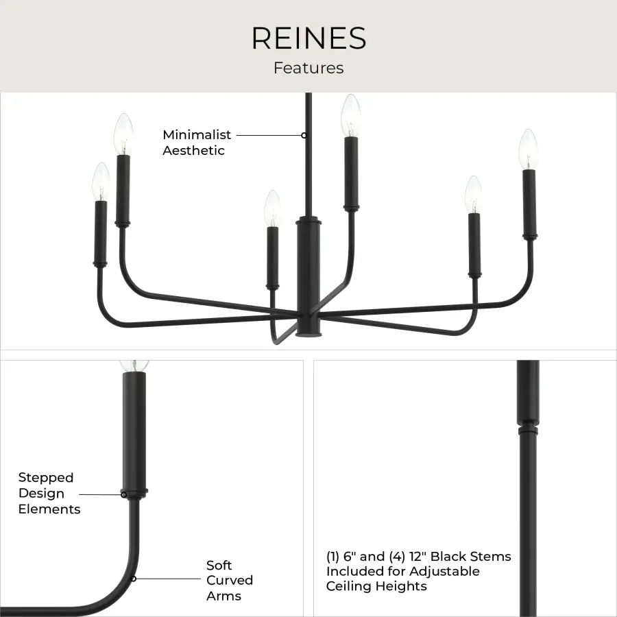 Reines Six-Light Chandelier - Image 4