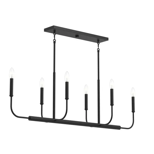 The Reines four-light linear chandelier combines clean lines with a sophisticated brushed nickel finish, making it an ideal choice for kitchen islands and dining spaces. Its transitional design bridges traditional and contemporary styles. - alternate view