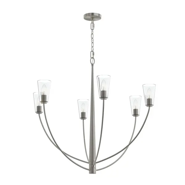 Modern Six-Light Chandelier with Versatile Brushed Nickel Finish - Image 1