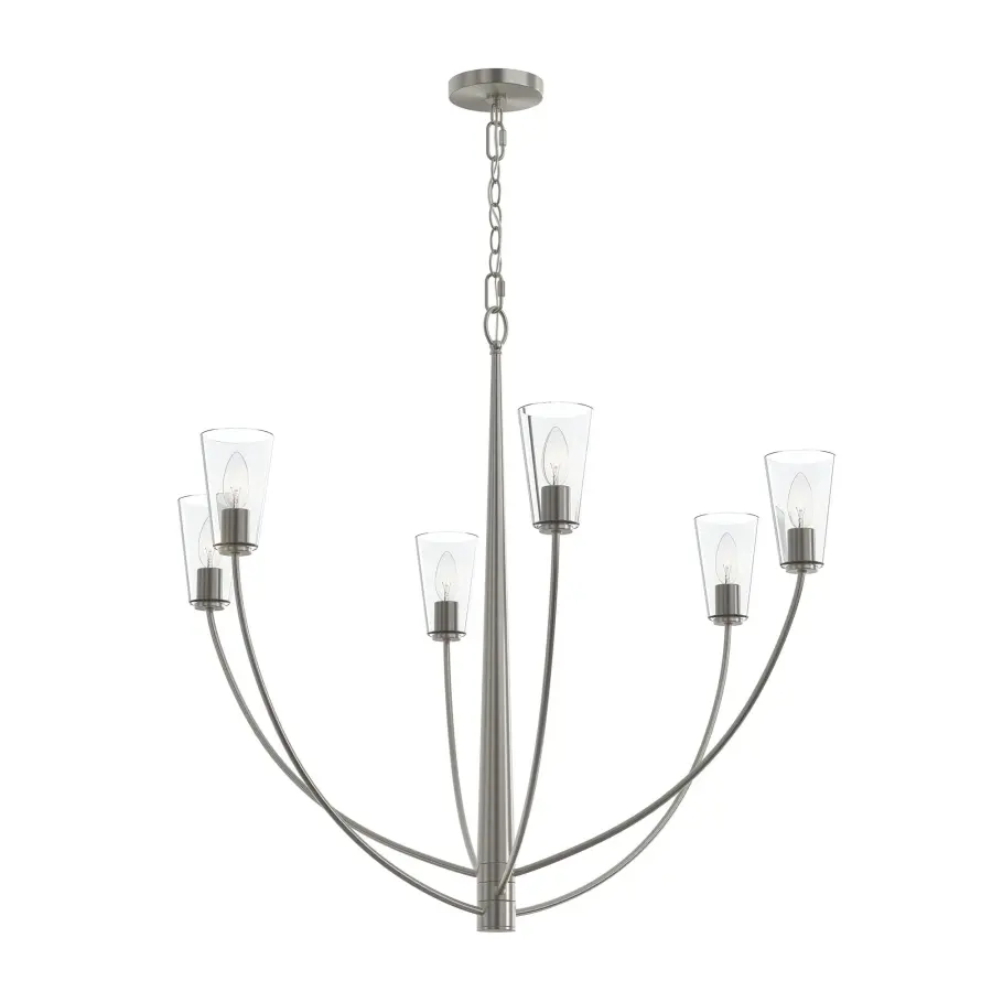 Modern Six-Light Chandelier with Versatile Brushed Nickel Finish - Image 1