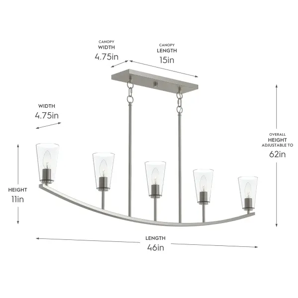 Jheni Five-Light Linear Chandelier - Image 14