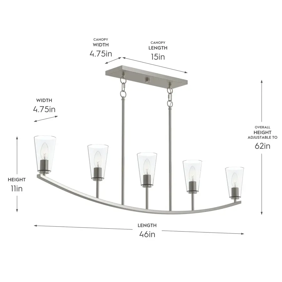 Jheni Five-Light Linear Chandelier - Image 14