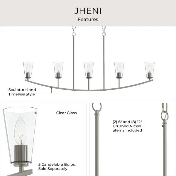 Jheni Five-Light Linear Chandelier - Image 15