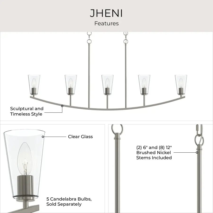 Jheni Five-Light Linear Chandelier - Image 15