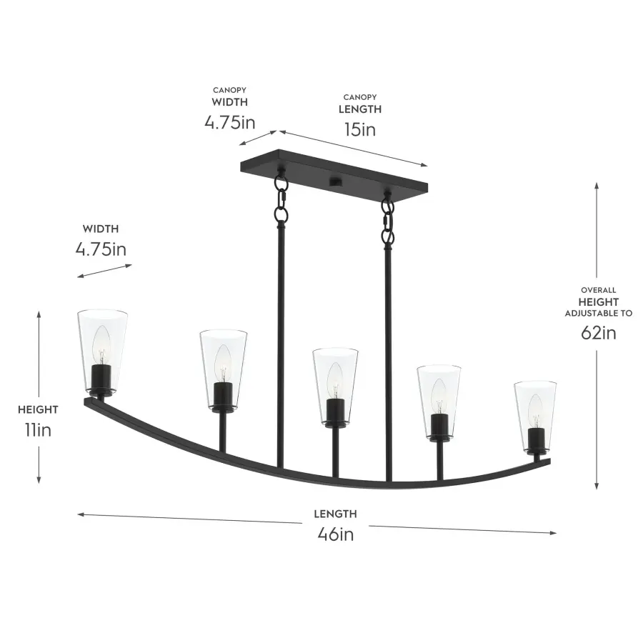Jheni Five-Light Linear Chandelier - Image 23