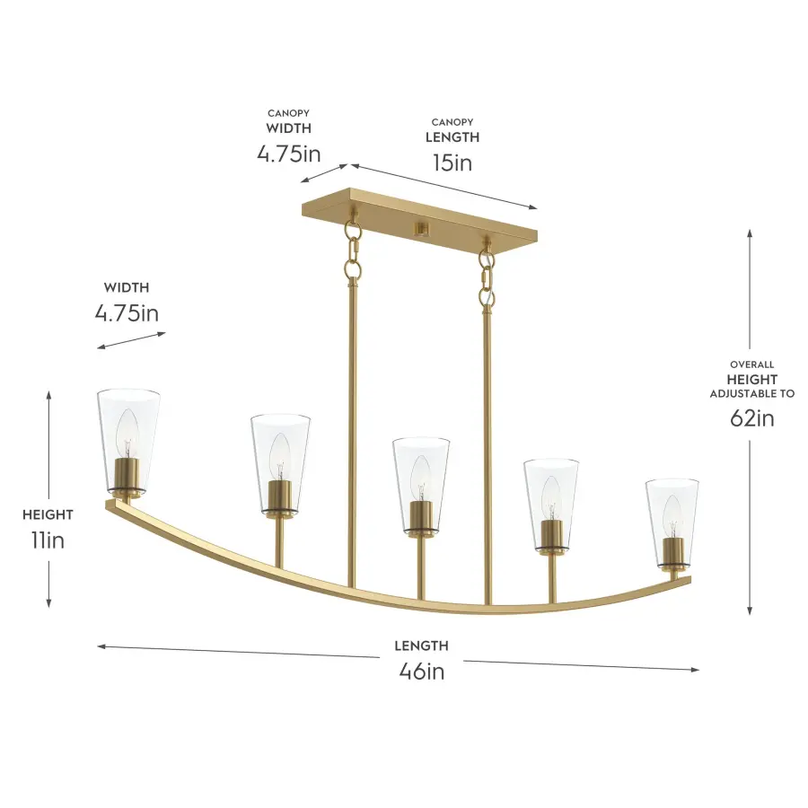 Jheni Five-Light Linear Chandelier - Image 5