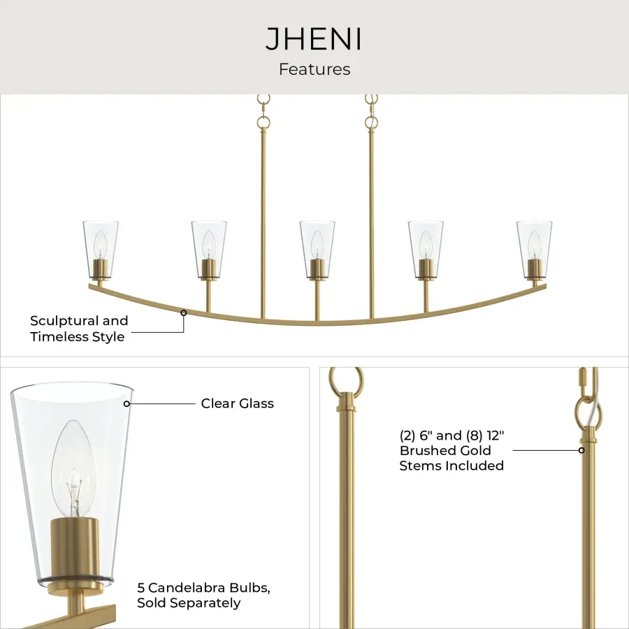 Jheni Five-Light Linear Chandelier - Image 6