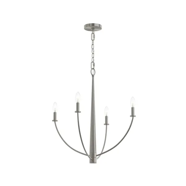 Modern Four-Light Chandelier with Versatile Brushed Nickel Finish - Image 2