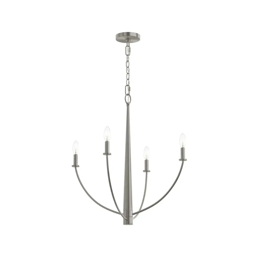 Modern Four-Light Chandelier with Versatile Brushed Nickel Finish - Image 2