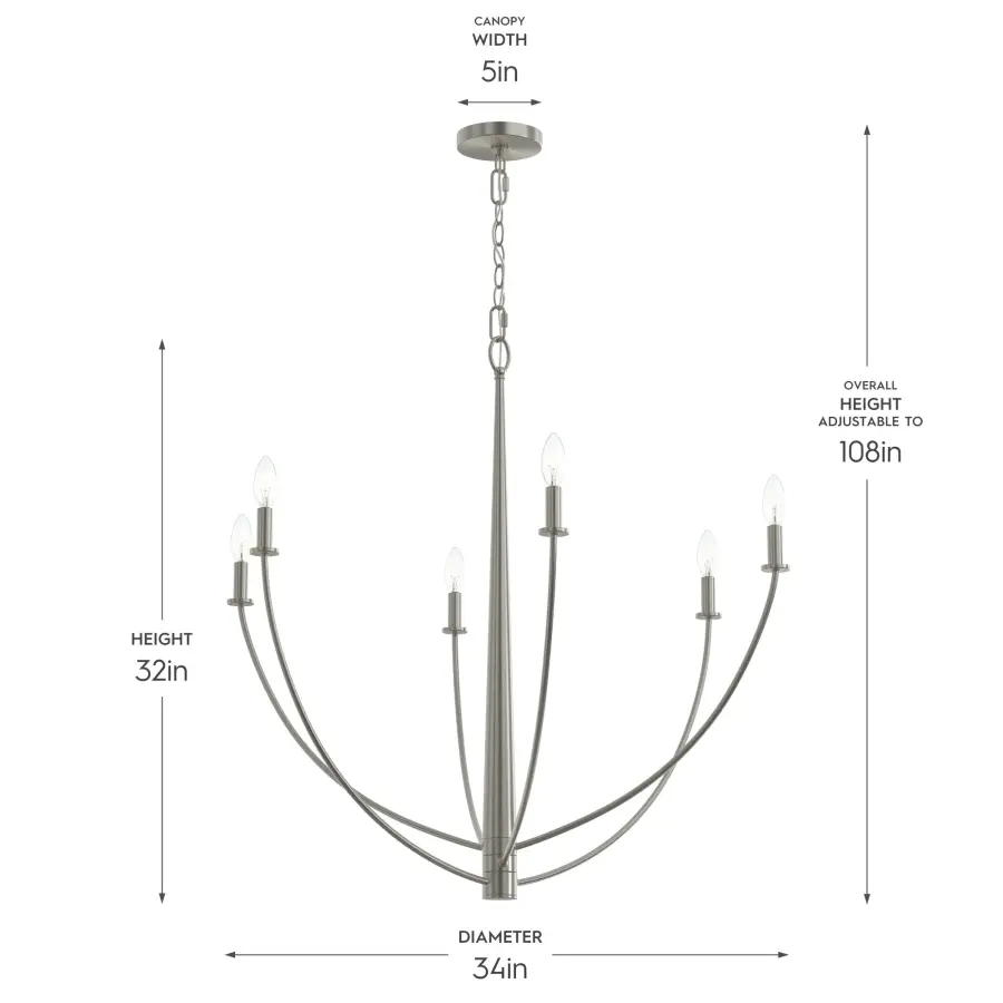 Jheni Six-Light Chandelier - Image 14