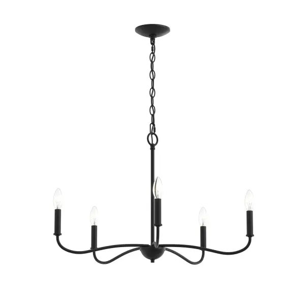 The Ilia chandelier brings sophisticated lighting to dining rooms and living spaces with its five-light design and versatile brushed nickel finish. Perfect for transitional interiors seeking classic elegance.