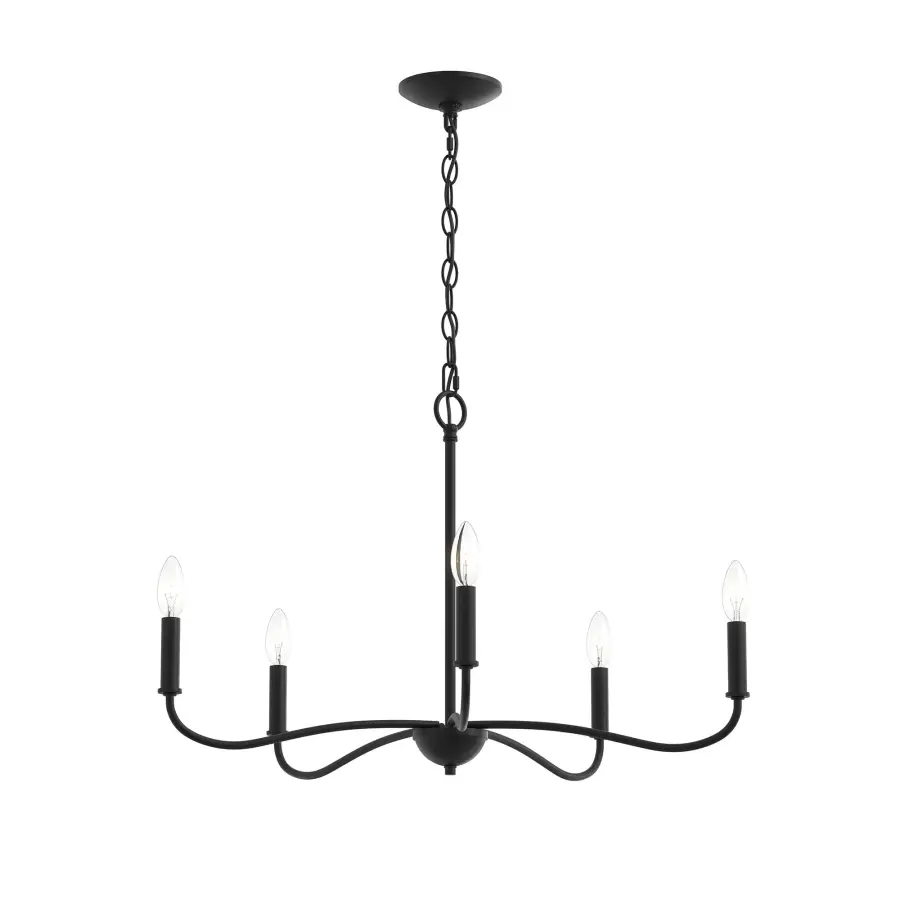Elegant Five-Light Chandelier with Timeless Brushed Nickel Finish - Image 1