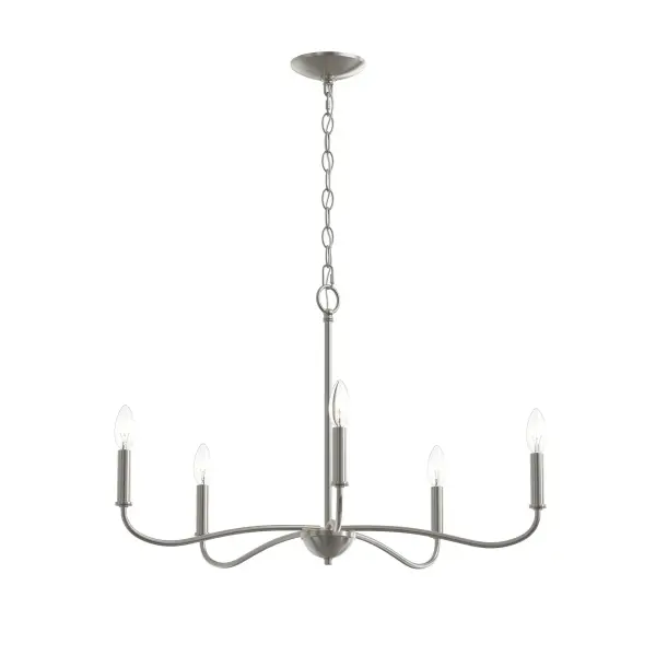 Elegant Five-Light Chandelier with Timeless Brushed Nickel Finish - Image 2