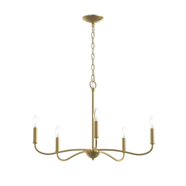 Elegant Five-Light Chandelier with Timeless Brushed Nickel Finish - Image 3
