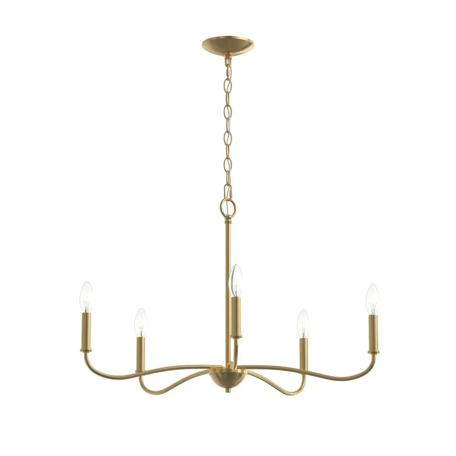 Elegant Five-Light Chandelier with Timeless Brushed Nickel Finish - Image 3