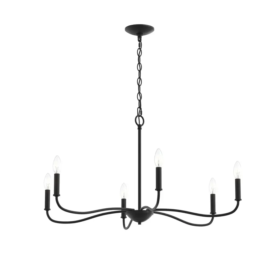 Elegant Six-Light Chandelier with Timeless Brushed Nickel Finish - Image 2
