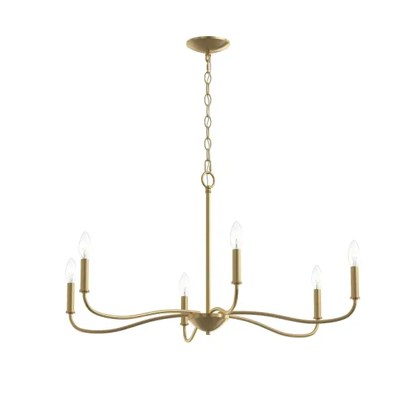 Elegant Six-Light Chandelier with Timeless Brushed Nickel Finish - Image 3