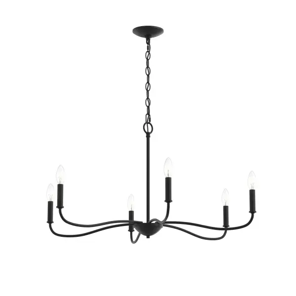 The Ilia chandelier brings sophisticated lighting to dining rooms and living spaces with its six-light design and versatile brushed nickel finish. Perfect for transitional interiors seeking classic elegance. - alternate view