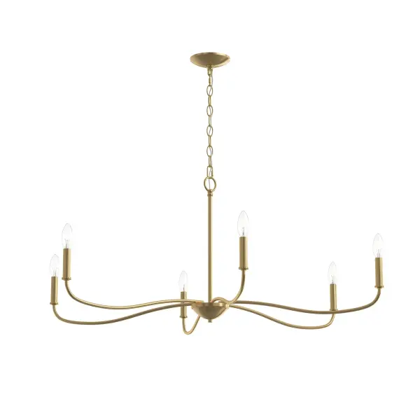 Elegant Six-Light Chandelier with Timeless Brushed Nickel Finish - Image 1
