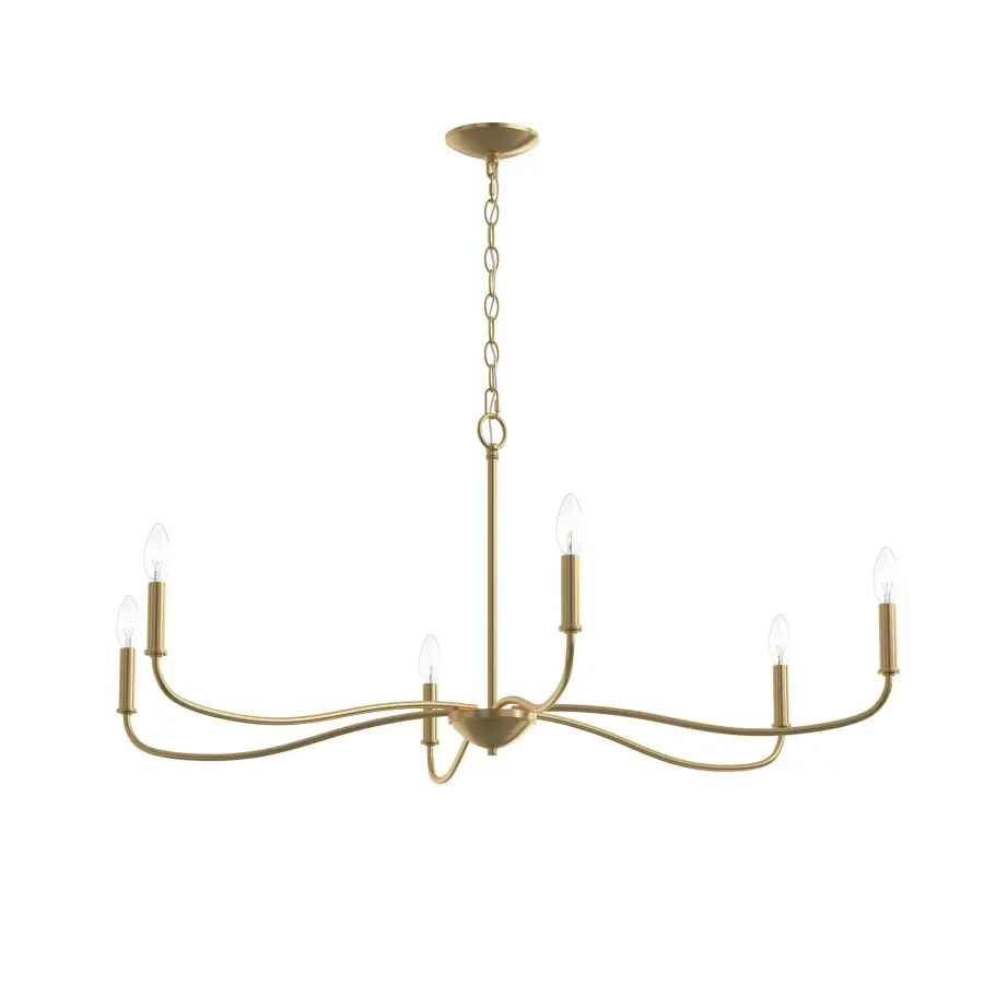 Elegant Six-Light Chandelier with Timeless Brushed Nickel Finish - Image 1