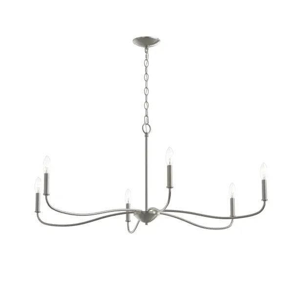 Elegant Six-Light Chandelier with Timeless Brushed Nickel Finish - Image 3