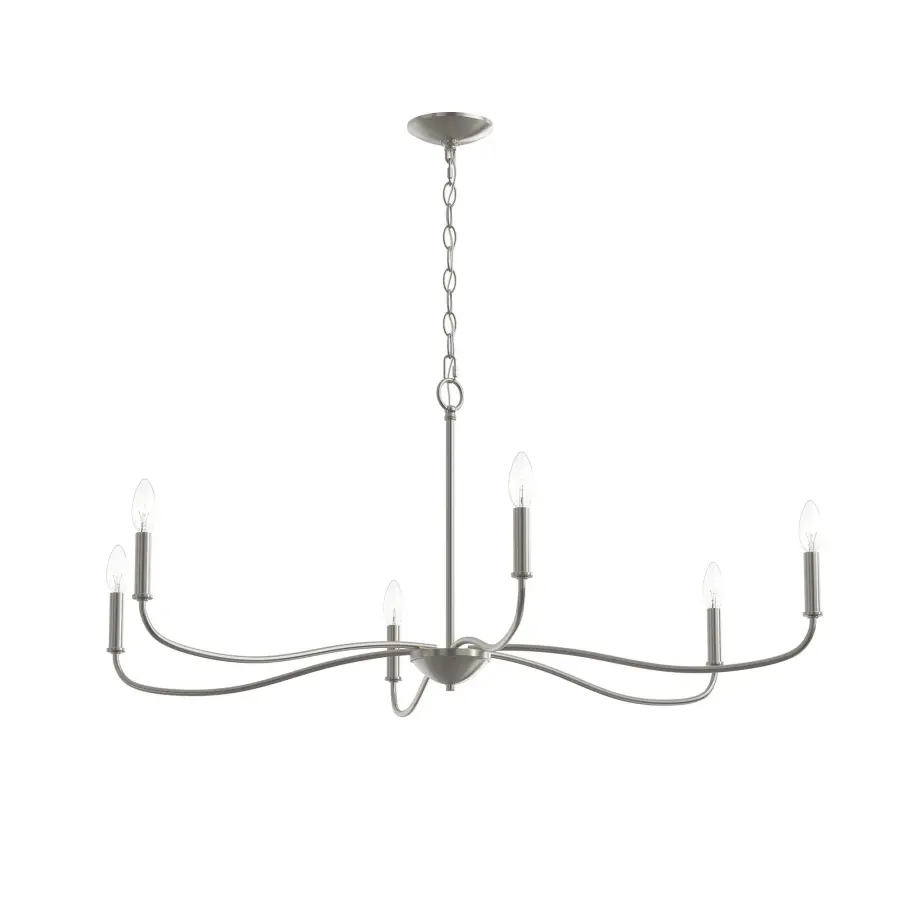 Elegant Six-Light Chandelier with Timeless Brushed Nickel Finish - Image 3