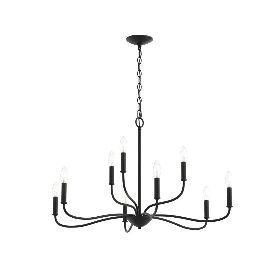 Elegant Nine-Light Chandelier with Timeless Brushed Nickel Finish - Image 2