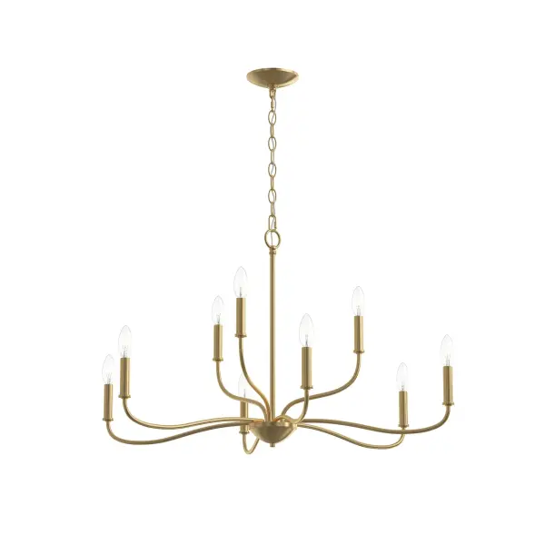 Elegant Nine-Light Chandelier with Timeless Brushed Nickel Finish - Image 3