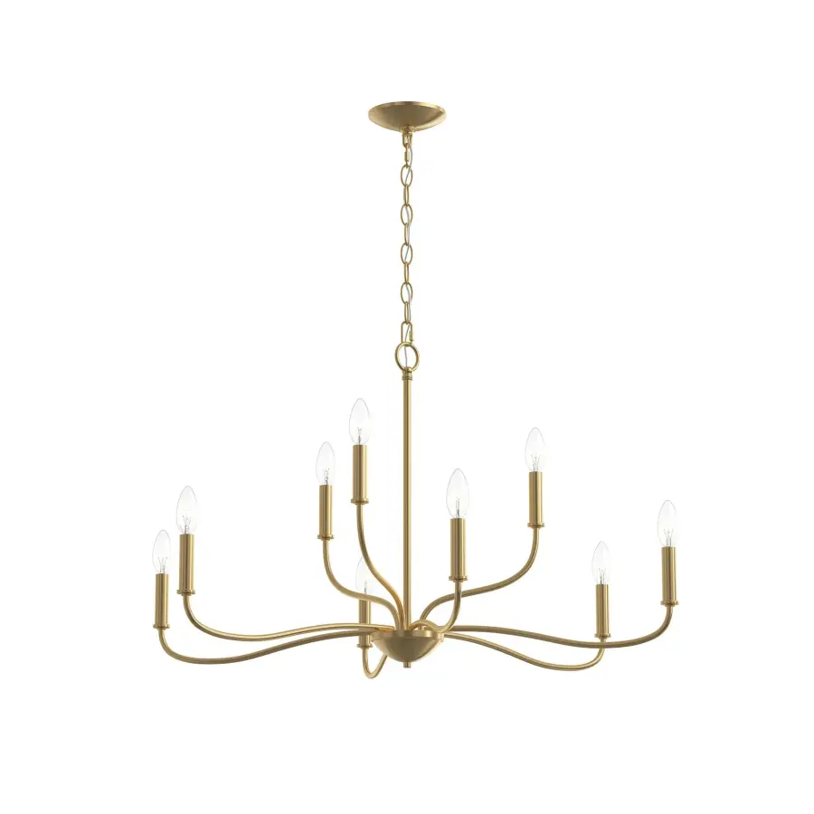 Elegant Nine-Light Chandelier with Timeless Brushed Nickel Finish - Image 3