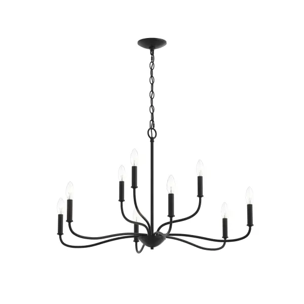 The Ilia Nine-Light Chandelier combines traditional elegance with contemporary simplicity. Its brushed nickel finish and nine-light configuration provide ample illumination while creating a sophisticated focal point. - alternate view