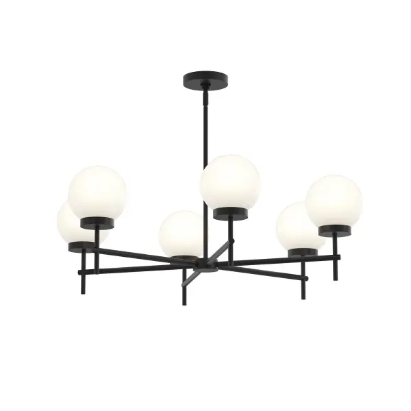 The Rigsby chandelier brings soft modern elegance to any space with its six-light configuration and warm brushed gold finish. Perfect for dining rooms and living areas seeking contemporary sophistication.