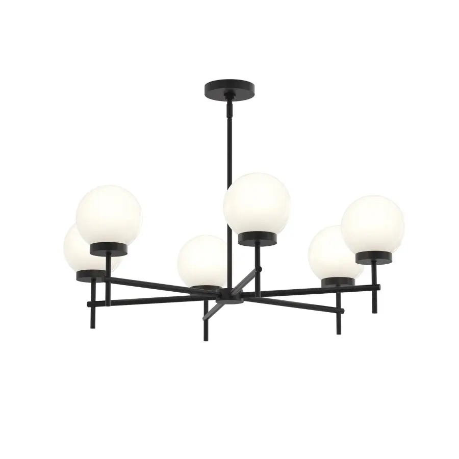 Contemporary Six-Light Chandelier with Warm Brushed Gold Finish - Image 1