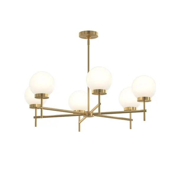 Contemporary Six-Light Chandelier with Warm Brushed Gold Finish - Image 2