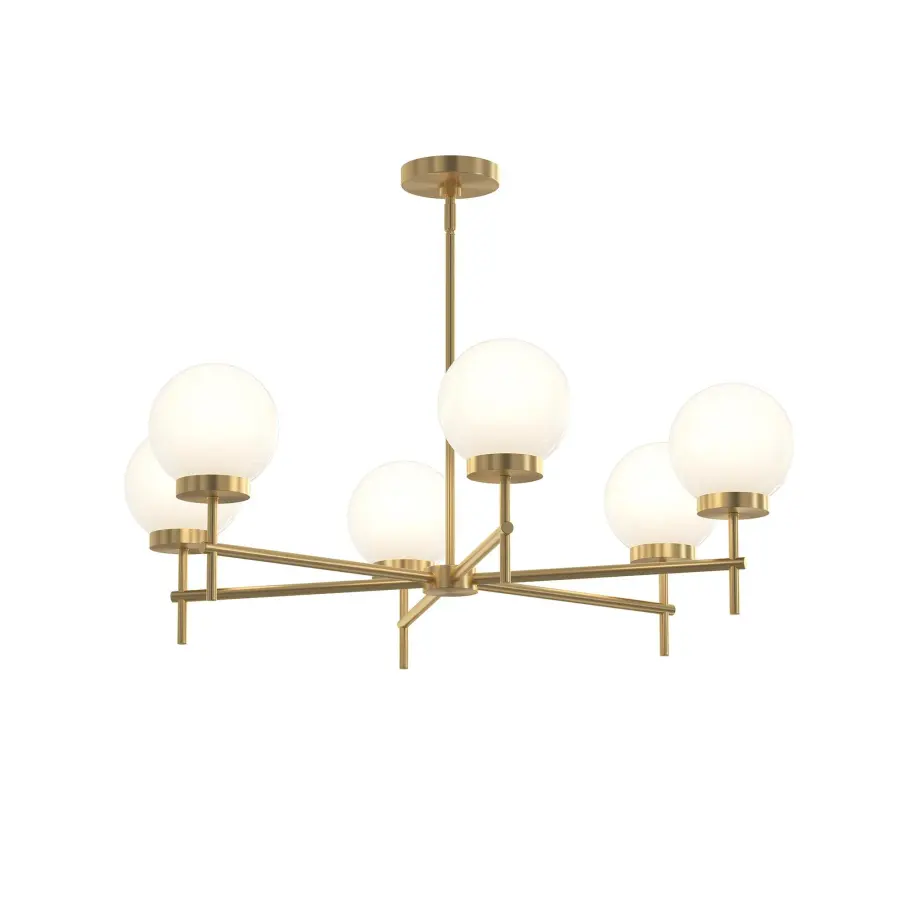 Contemporary Six-Light Chandelier with Warm Brushed Gold Finish - Image 2