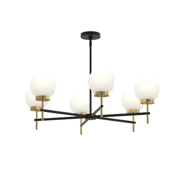 Contemporary Six-Light Chandelier with Warm Brushed Gold Finish - Image 3