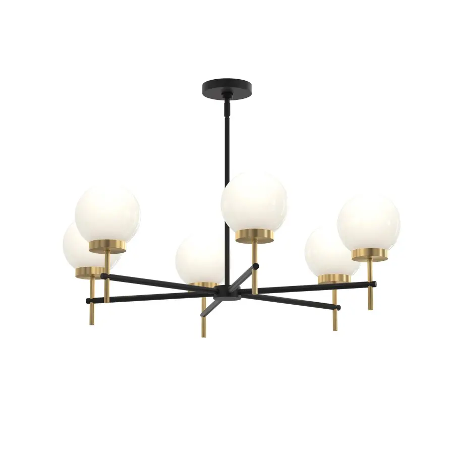 Contemporary Six-Light Chandelier with Warm Brushed Gold Finish - Image 3